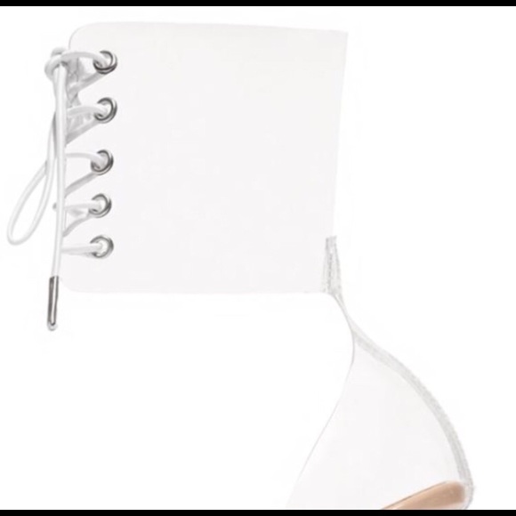 ONLY 1 PAIR LEFT NEW ARRIVAL Clear Lace Up Heels - Picture 5 of 5